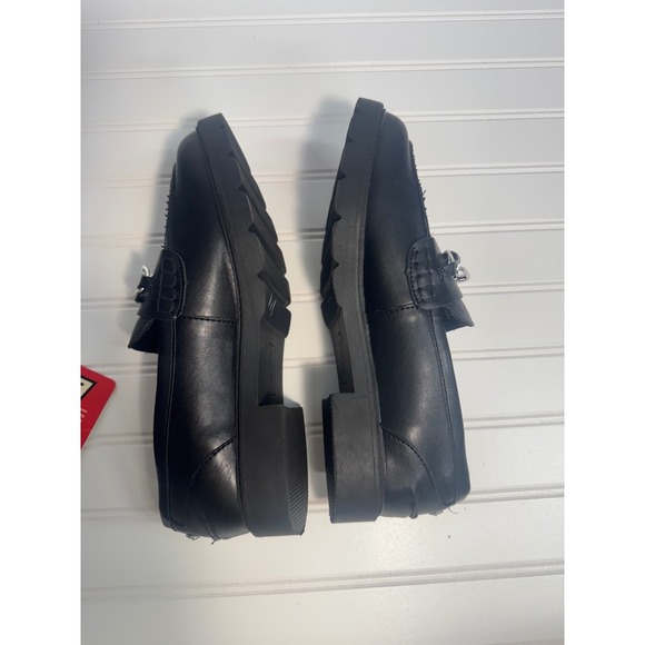 Anne Klein | Chunky Silver Chain Black Loafers Woman Size 8.5 minimal wear - Picture 7 of 9